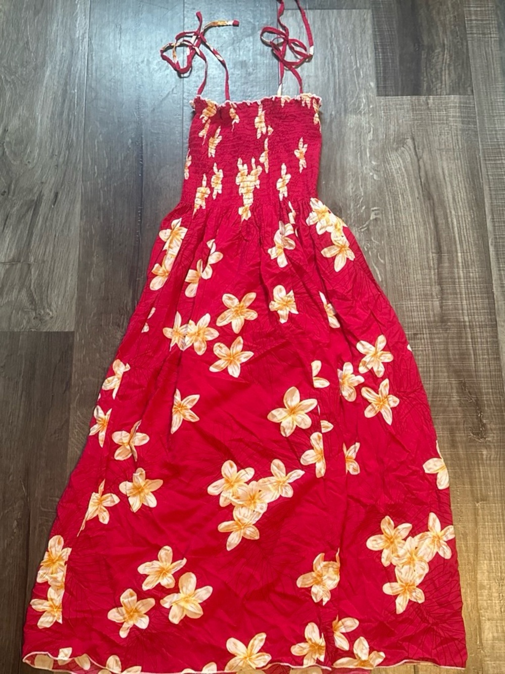 Women’s Red Floral Tie-Shoulder Sundress